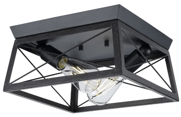 KICHLER BEACON SQUARE 2 LIGHT 12 IN WIDE OUTDOOR FLUSH MOUNT CEILING LIGHT MODEL #49834OZ